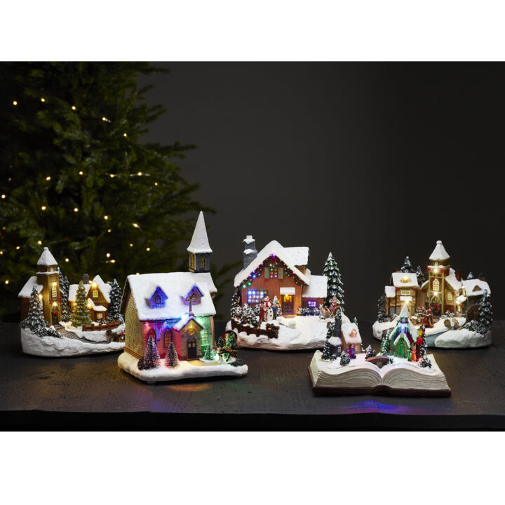 Jõuludekoratsioon CHURCHVILLE 19x13xH18cm, küla LED-valgusega, värviline, taimer 6h Jõulud Jõulukaunistused