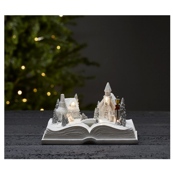 Jõuludekoratsioon BOOKVILLE 21,5x15xH13cm, LED-valgusega, valge, raamat Jõulud Jõulukaunistused