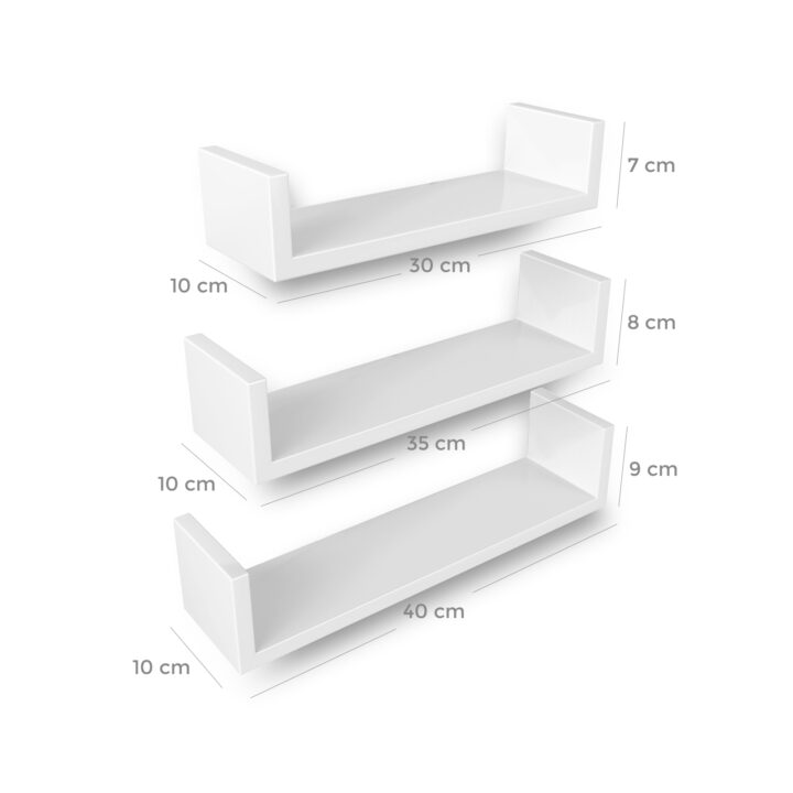 Seinariiul  40x10x9/35x10x8/30x10x7cm, valge Riiulid