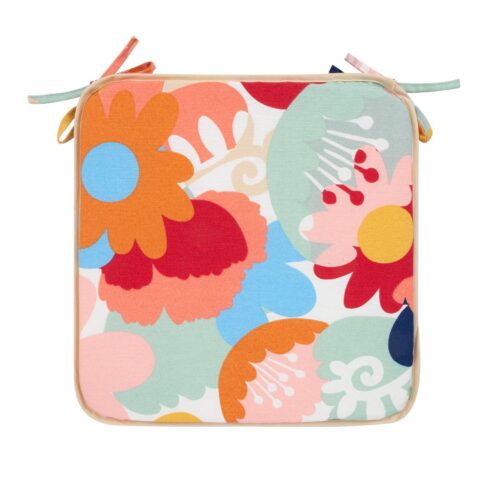 Toolikate NORDIC FLOWER 39x39x2,5cm, 80% puuvill, 20% polüester Tekstiiltooted aeda Toolipadjad ja lamamistoolikatt