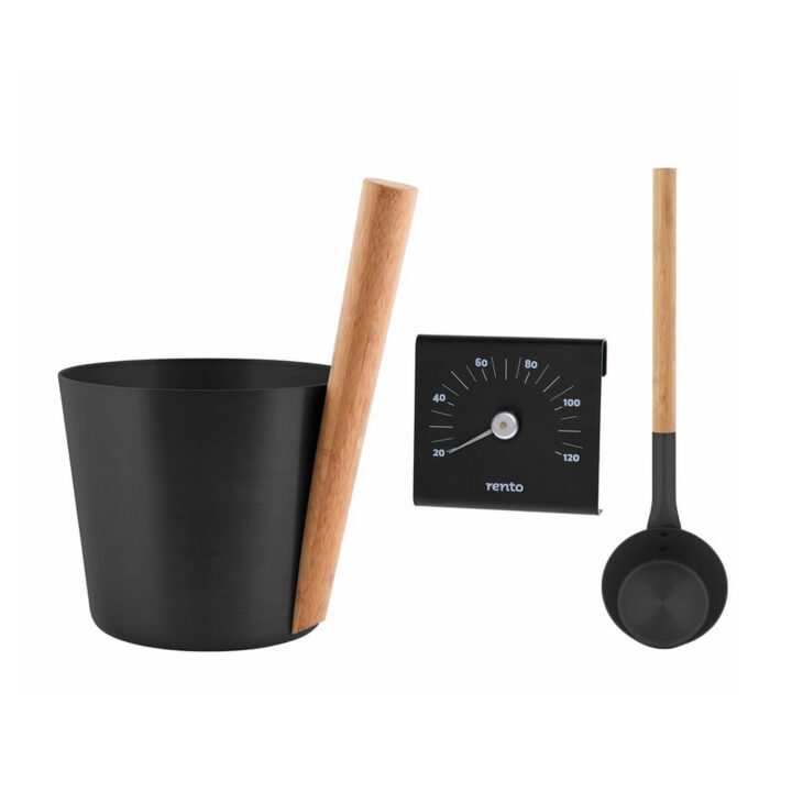 Saunaämber RENTO BLACK, 5L, alumiinium/ bambus Saun RENTO