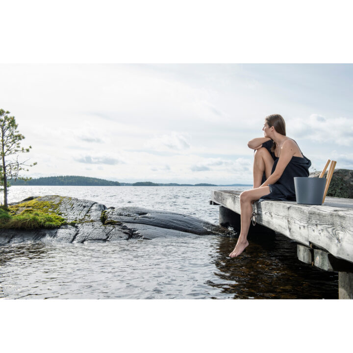 Saunakibu RENTO GREY, 5L, alumiinium/ bambus Saun RENTO