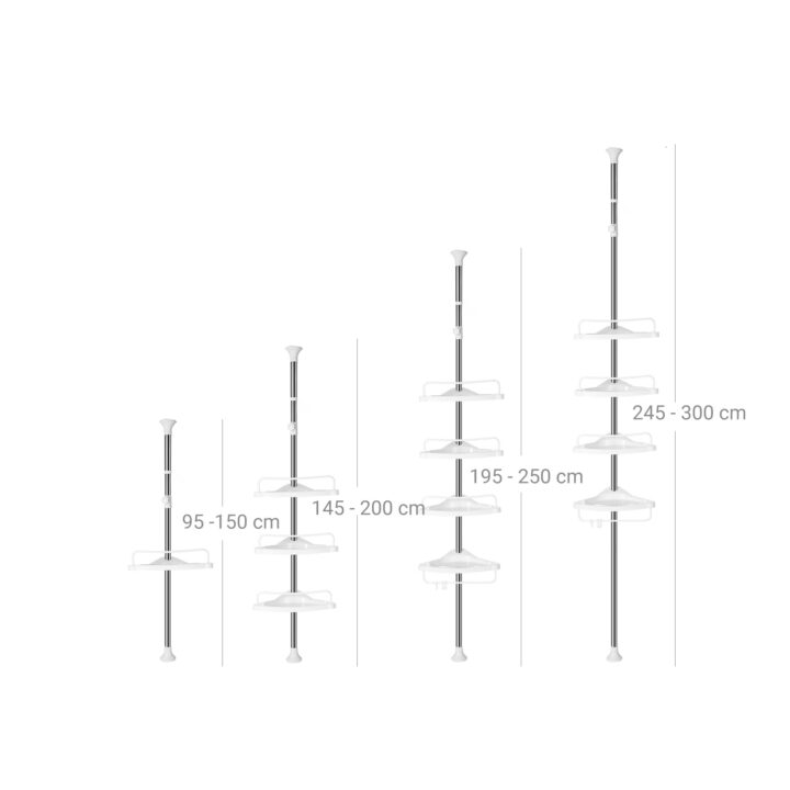Nurgariiul 24x34x(95-300)cm, valge, hõbedane Vannitoakapid