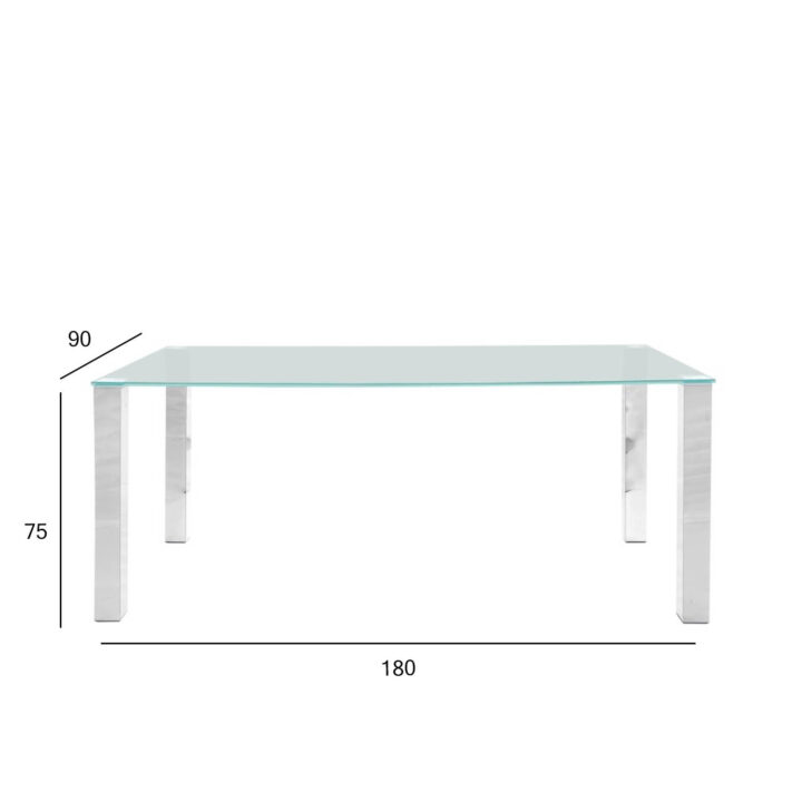 Söögilaud KANTE 180x90xH75cm, lauaplaat: 12mm klaas, jalg: kroomitud metall Söögilauad ACTONA