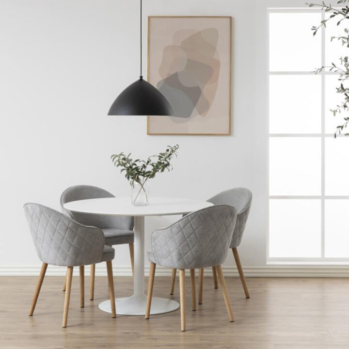 Söögilaud IBIZA D110x74cm, lauaplaat: MDF, värvus: valge, jalg: metall, värvus: valge Söögilauad ACTONA