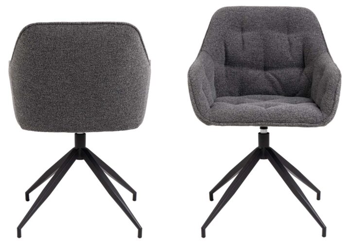 Tool BROOKE käetugedega, antratsiit/must, 57×54,5xH82cm, bukleekangas, teras Söögilauatoolid, taburetid, pingid Söögilauatoolid, taburetid, pin