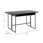 Söögilaud DARLINGTON 140×40/80xH77cm, must, melamiin, teras Söögilaua komplektid Söögilaua komplektid