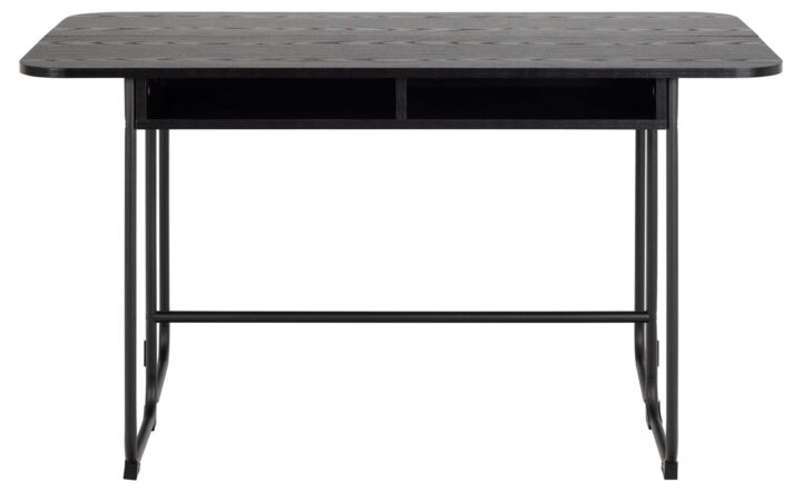 Söögilaud DARLINGTON 140×40/80xH77cm, must, melamiin, teras Söögilaua komplektid Söögilaua komplektid