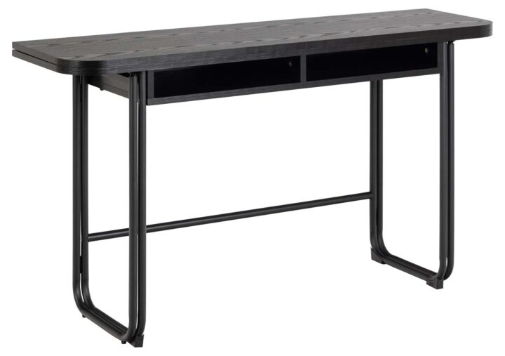 Söögilaud DARLINGTON 140×40/80xH77cm, must, melamiin, teras Söögilaua komplektid Söögilaua komplektid