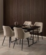 Söögilaud DARLINGTON 140×40/80xH77cm, must, melamiin, teras Söögilaua komplektid Söögilaua komplektid