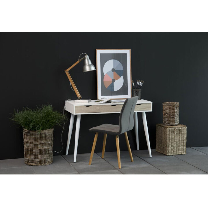 Kirjutuslaud NEPTUN 110x50xH77cm, valge/tamm, melamiinplaat, metall Kirjutuslauad ACTONA