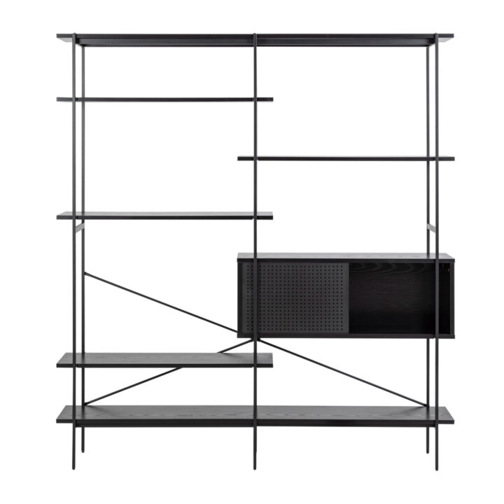 Riiul ANGUS 3/5-ne, 172x27xH188cm, must Elutoamööbel ACTONA