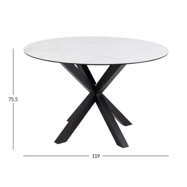 Söögilaud HEAVEN D119xH75,5cm, valge, keraamiline plaat, teras Söögilauad Söögilauad