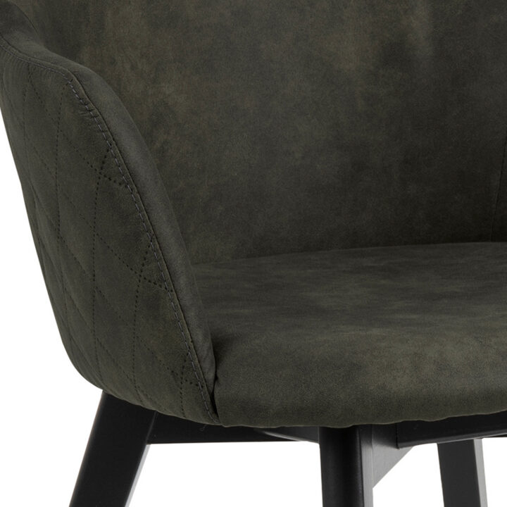 Tool BELLA, 62x59xH80cm, iste/seljatugi: oliiviroheline kangas, läbitepitud, jalad: tamm, mustaks värvitud Söögilauatoolid, taburetid, pingid ACTONA