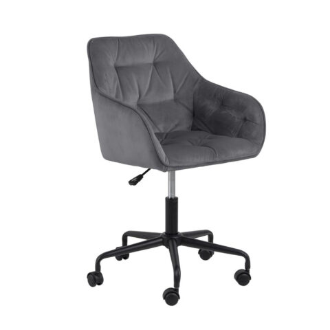 Töötool BROOKE 59x59xH89cm, tumehall samet, 100% polüester, jalg: must metall Arvutitoolid ja töötoolid ACTONA