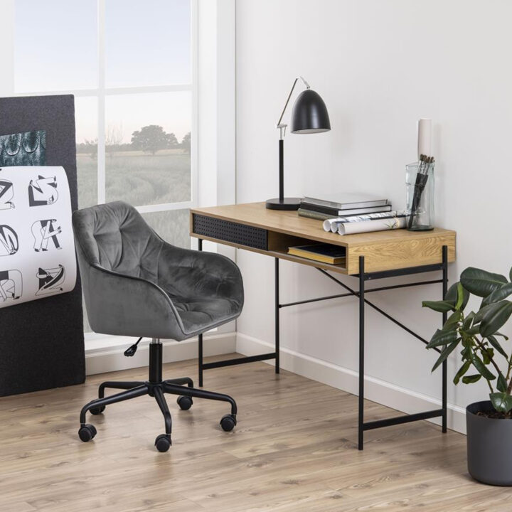 Töötool BROOKE 59x59xH89cm, tumehall samet, 100% polüester, jalg: must metall Arvutitoolid ja töötoolid ACTONA
