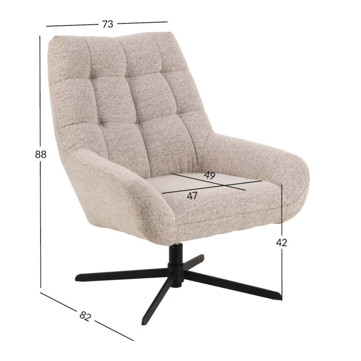 Tugitool PARIS beež, 73x82xH88cm, kangas, metall Elutoamööbel ACTONA
