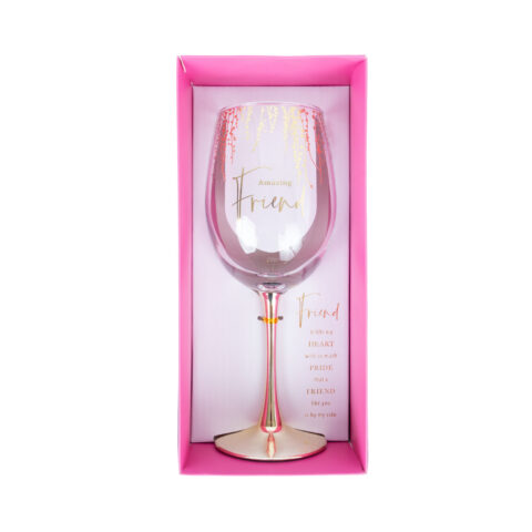 Veinipokaal FLOW “Amazing Friend” H23,7cm, 450ml, roosa Klaasid, pokaalid Klaasid, pokaalid