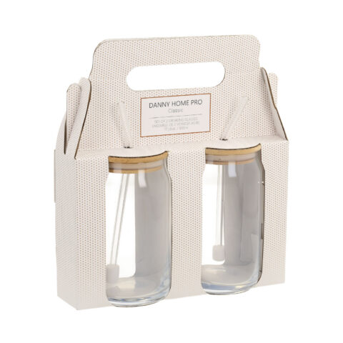 Joogiklaasid CLASSIC 2tk 500ml, kaanega ja klaasist kõrrega Klaasid, pokaalid