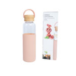Joogipudel GLASS H22,5cm 550ml, klaasist, bambusest korgiga Lauanõud Lauanõud