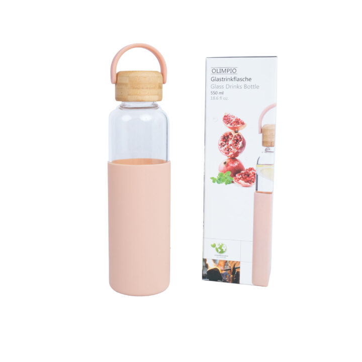 Joogipudel GLASS H22,5cm 550ml, klaasist, bambusest korgiga Lauanõud Lauanõud