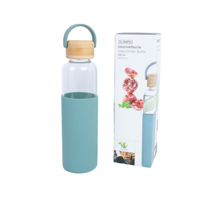 Joogipudel GLASS H22,5cm 550ml, klaasist, bambusest korgiga Lauanõud Lauanõud