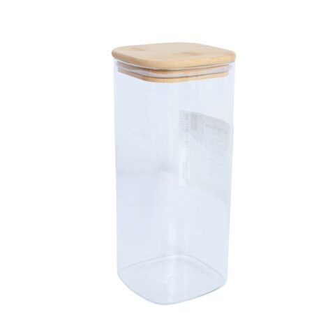 Klaaspurk JAR 10x10xH23cm 1900ml  bambusest kaanega Lauanõud