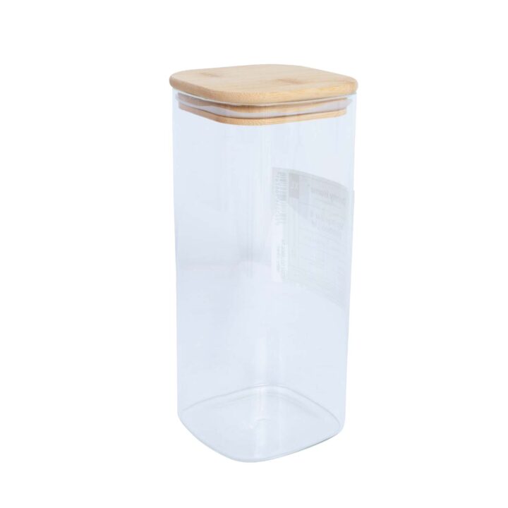 Klaaspurk JAR 10x10xH23cm 1900ml  bambusest kaanega Lauanõud
