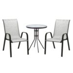 Aiamööblikomplekt DUBLIN laud ja 2 tooli, hõbehall Rõdukomplektid G01-100 Söögilaua komplektid