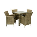 Aiamööblikomplekt WICKER laud ja 4 tooli, cappuccino Mix&Match cappuccino G01-100 Söögilaua komplektid