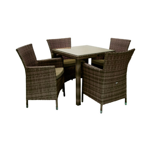 Aiamööblikomplekt WICKER laud ja 4 tooli, tumepruun Mix&Match tumepruun G01-100 Söögilaua komplektid