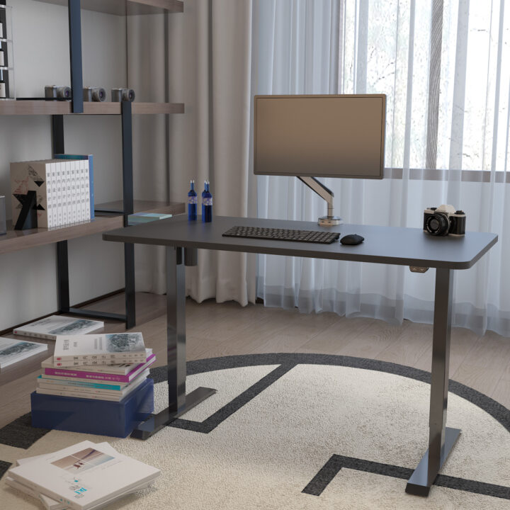 Töölaud ERGO 1-mootoriga 140x80xH71-121cm, must Kirjutuslauad ERGO
