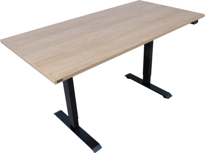 Töölaud ERGO 1-mootoriga 160x80xH71-121cm, hikkoripuu/must Kirjutuslauad ERGO