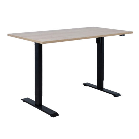 Töölaud ERGO 1-mootoriga 140x70xH71-121cm, hikkoripuu/must, melamiinplaat Kirjutuslauad ERGO