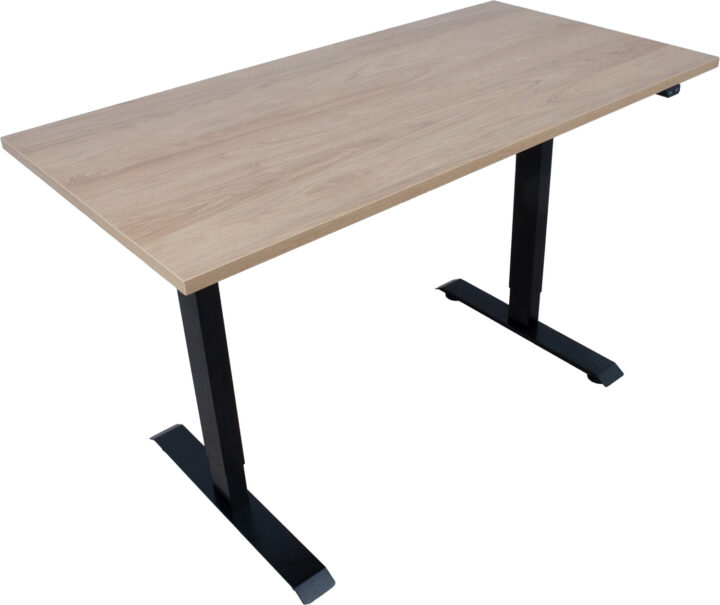 Töölaud ERGO 1-mootoriga 140x70xH71-121cm, hikkoripuu/must Kirjutuslauad ERGO