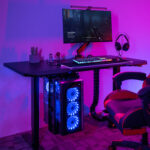 Mängurilaud GAMER 1-mootoriga 140x70xH71-121cm, must Kontorimööbel O02-100 Reguleeritavad töölauad