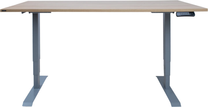 Töölaud ERGO 2-mootoriga 160x80xH60-125cm, hikkoripuu/hõbehall Kirjutuslauad ERGO