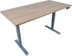 Töölaud ERGO 2-mootoriga 160x80xH60-125cm, hikkoripuu/hõbehall Kirjutuslauad ERGO