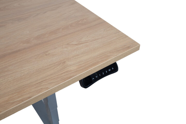 Töölaud ERGO 2-mootoriga 160x80xH60-125cm, hikkoripuu/hõbehall Kirjutuslauad ERGO