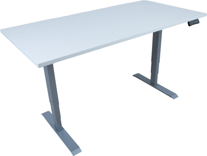 Töölaud ERGO 2-mootoriga 160x80xH60-125cm, hallikasvalge/hõbehall Kirjutuslauad ERGO