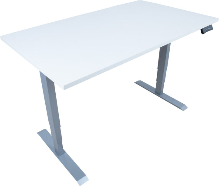 Töölaud ERGO 2-mootoriga 140x80xH60-125cm, hallikasvalge/hõbehall Kirjutuslauad ERGO