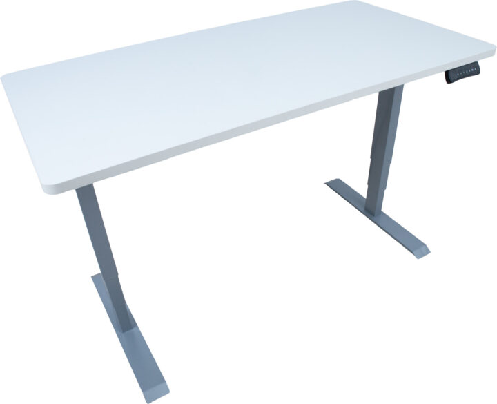 Töölaud ERGO 2-mootoriga 140x70xH60-125cm, valge/hõbehall Kontorimööbel ERGO