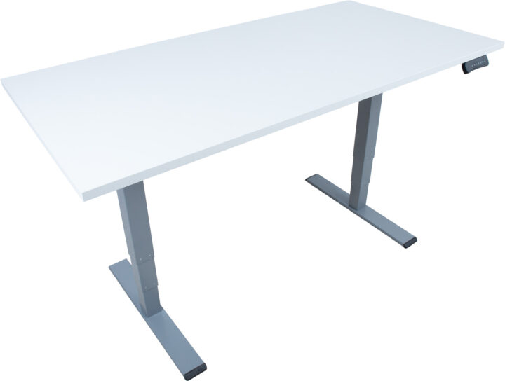 Töölaud ERGO OPTIMAL 2-mootoriga 160x80xH62-127cm, hallikasvalge/hõbehall Kontorimööbel ERGO