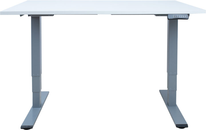 Töölaud ERGO OPTIMAL 2-mootoriga 140x80xH62-127cm, hallikasvalge/hõbehall Kontorimööbel ERGO