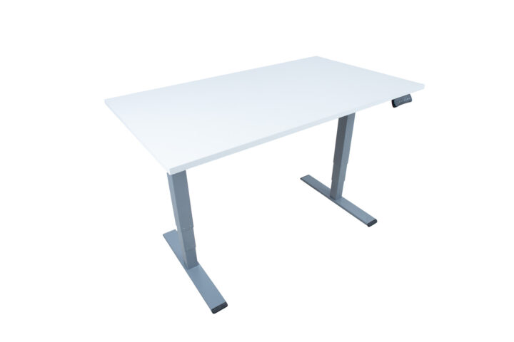 Töölaud ERGO OPTIMAL 2-mootoriga 140x80xH62-127cm, hallikasvalge/hõbehall Kontorimööbel ERGO