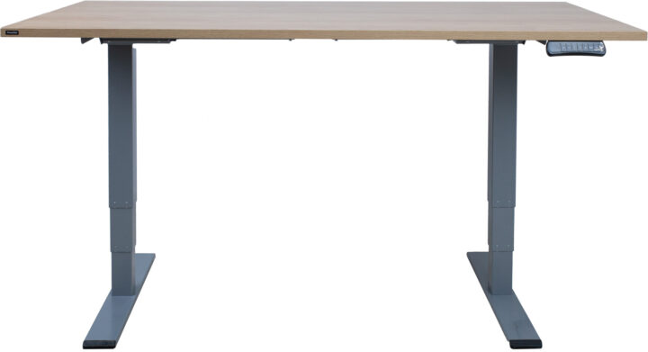 Töölaud ERGO OPTIMAL 2-mootoriga 160x80xH62-127cm, hikkoripuu/hõbehall Kontorimööbel ERGO