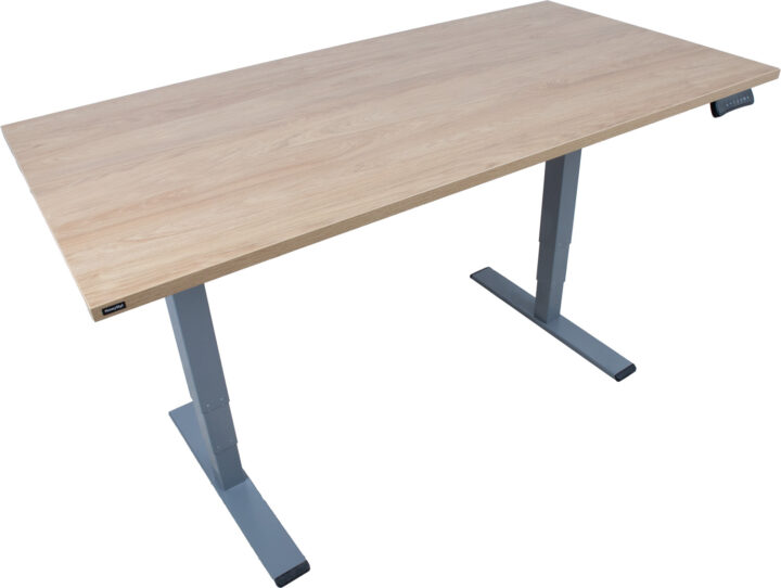 Töölaud ERGO OPTIMAL 2-mootoriga 160x80xH62-127cm, hikkoripuu/hõbehall Kontorimööbel ERGO