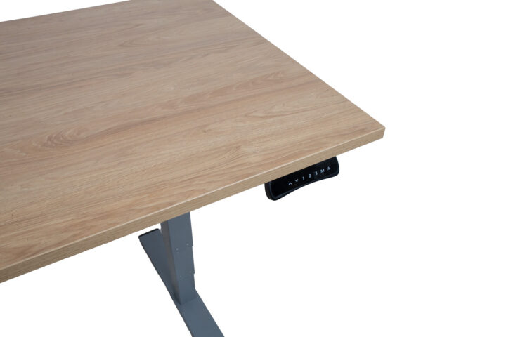Töölaud ERGO OPTIMAL 2-mootoriga 160x80xH62-127cm, hikkoripuu/hõbehall Kontorimööbel ERGO