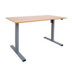 Töölaud ERGO OPTIMAL 1-mootoriga 140x70xH71-116cm, hikkoripuu/hõbehall Kontorimööbel ERGO