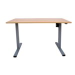 Töölaud ERGO OPTIMAL 1-mootoriga 140x70xH71-116cm, hikkoripuu/hõbehall Kontorimööbel ERGO